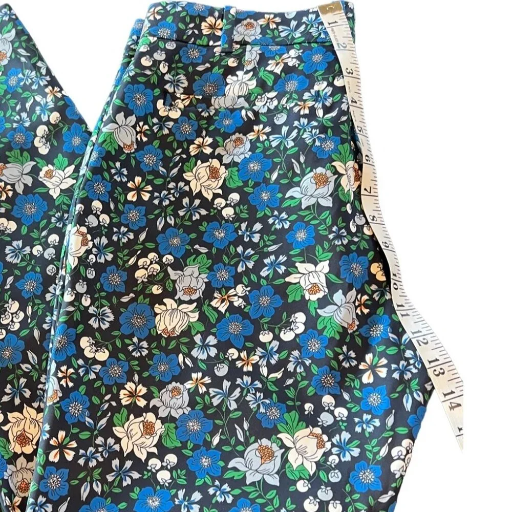 Tory Sport | Tory Burch | Blue Floral Print Straight High Waisted Trouser Pants - Picture 6 of 13